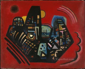 抽象的かつ装飾的 Painting - 黒赤抽象